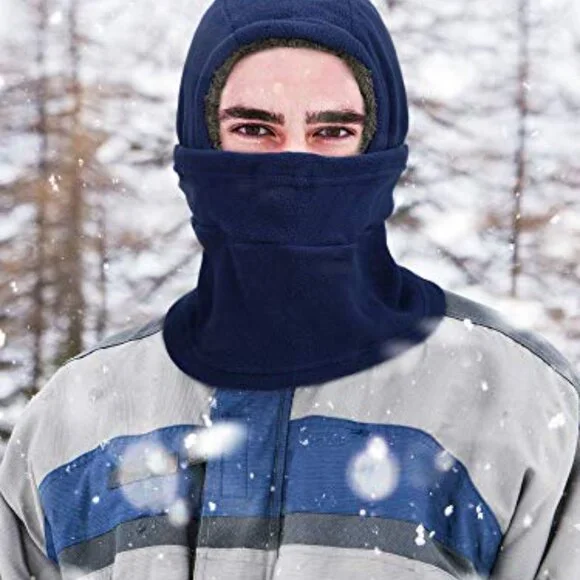 Winter Fleece Balaclava Ski Mask with Drawstring Full Face Covering - Picture 7 of 8